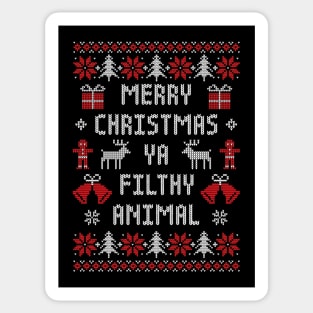 Merry Christmas Ya Filthy Animal - Funny Ugly Xmas Sweater Sticker